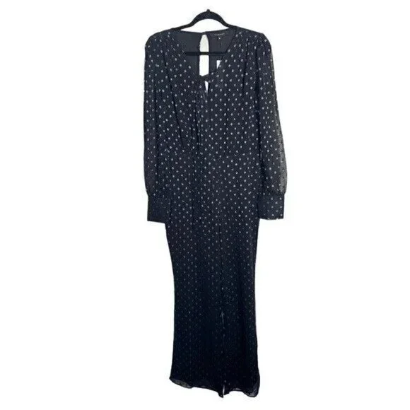 Walter Baker Emory Jumpsuit Black and Silver Women’s Size Medium
